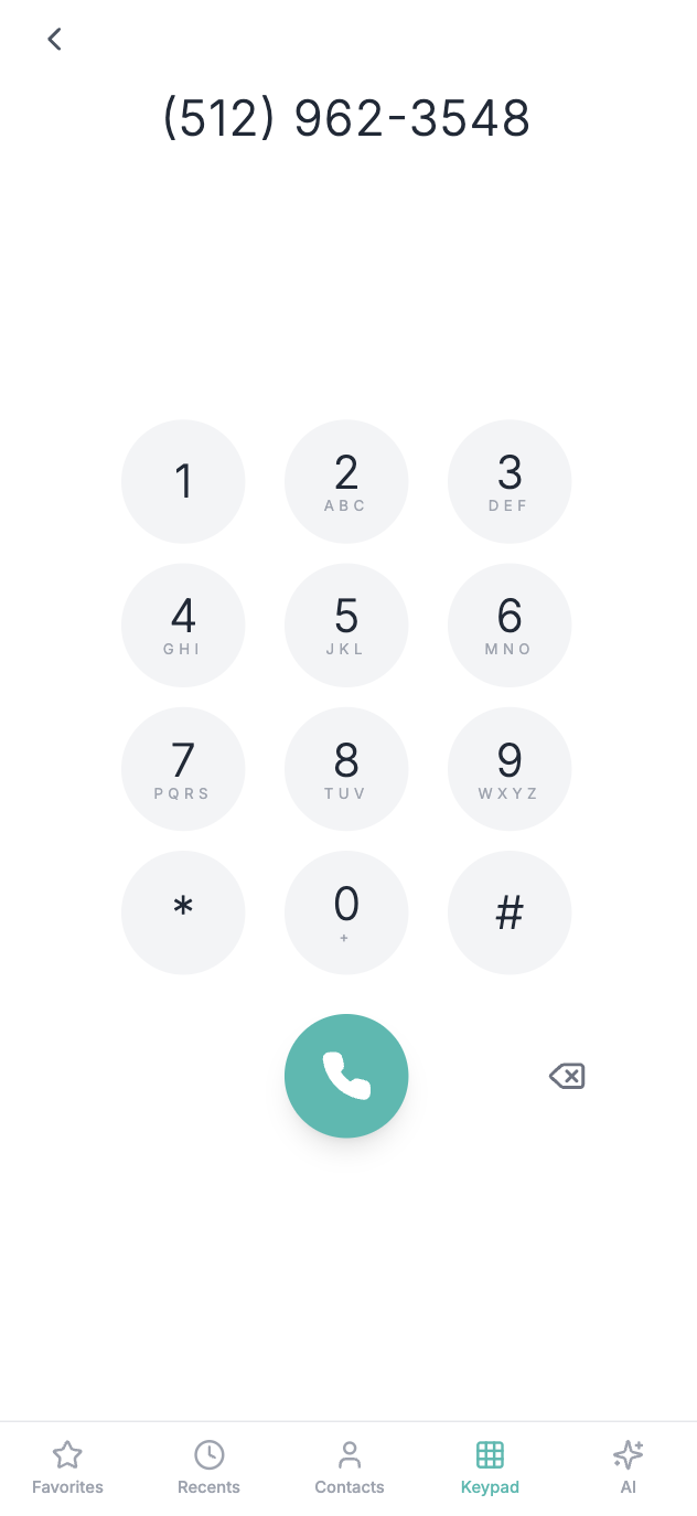Mobile calling keypad with contact info and dial buttons